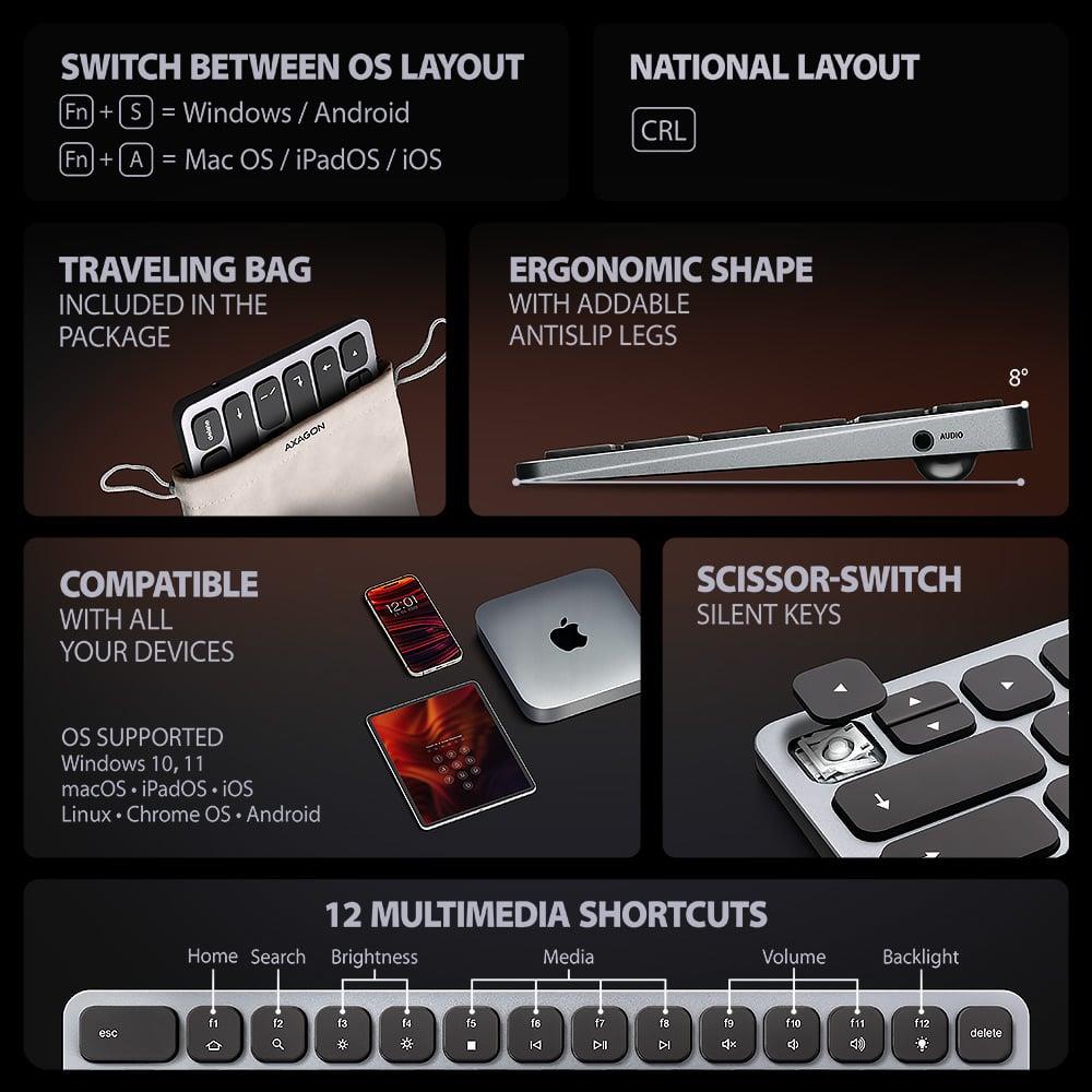 KEYBOARD + I/O HUB 9IN1/0.6M HMC-KB-CRL AXAGON - Image 10