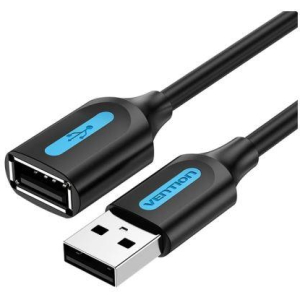 CABLE USB2.0 MALE TO FEMALE/2M BLACK CBIBH VENTION