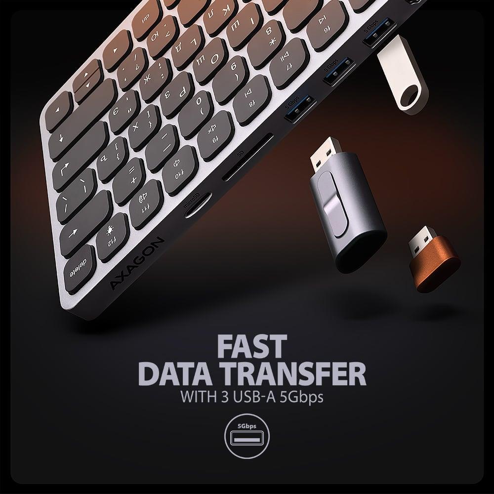 KEYBOARD + I/O HUB 9IN1/0.6M HMC-KB-CRL AXAGON - Image 6