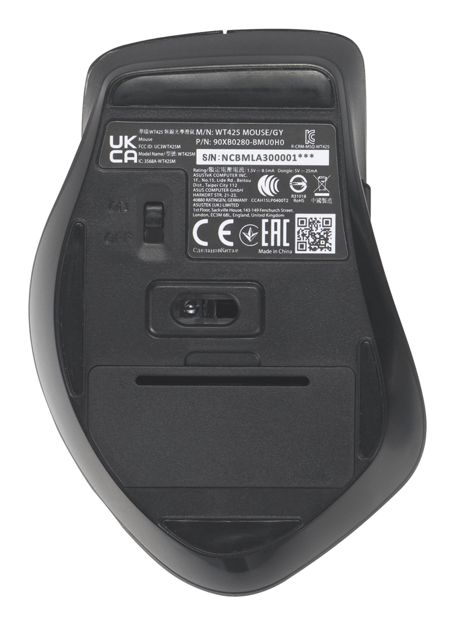 MOUSE USB OPTICAL WRL WT425/GREY 90XB0280-BMU0H0 ASUS - Image 5