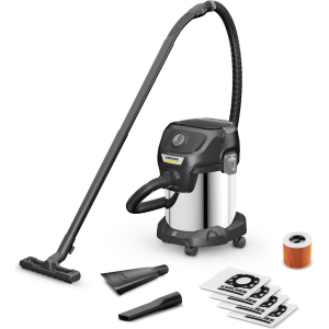 Vacuum Cleaner KARCHER Suction power 230 AW Input power 1000 W Dust capacity 17 L Drum vacuum Cleaning type dry&wet Dust container Dust bag Colour Black/Silver 1.628-449.0