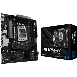 Mainboard ASROCK H810M-H Intel H810 LGA 1851 (Socket V1) micro ATX RAM DDR5-SDRAM 2xSlots 1xNumber of M.2 (M) slots H810M-H