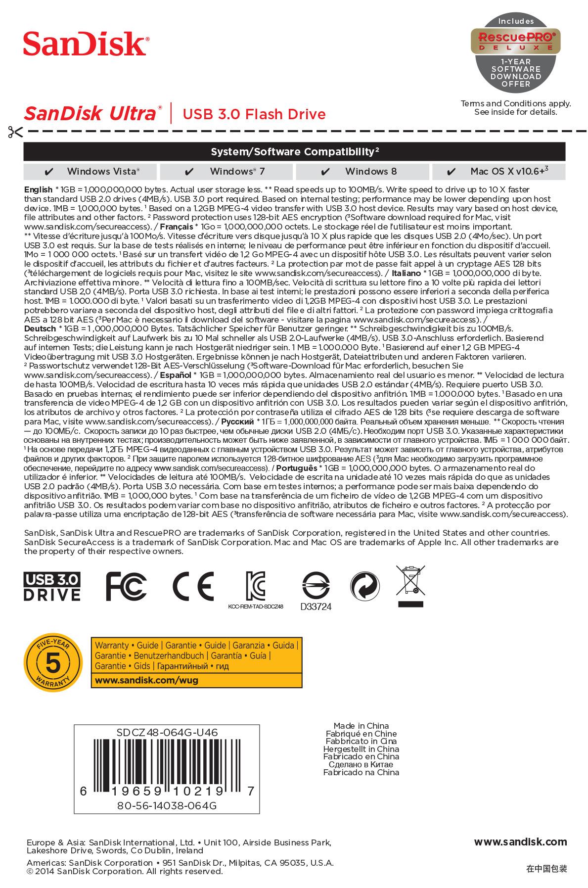 MEMORY DRIVE FLASH USB3 64GB/SDCZ48-064G-U46 SANDISK - Image 14